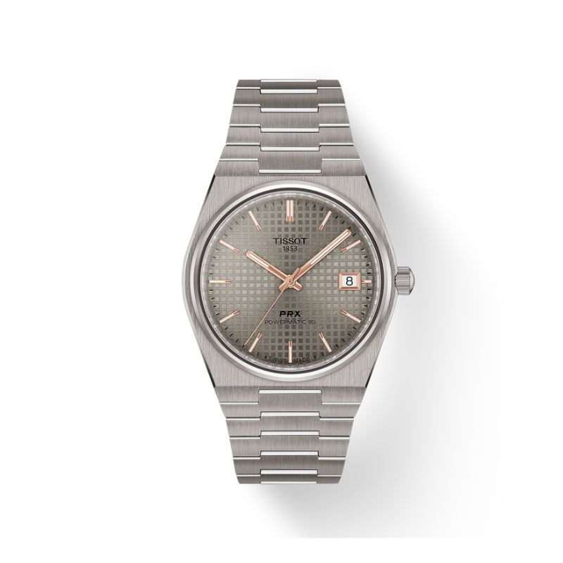 38mm Champagne Checkerboard Dial Tissot PRX Titanium, T1378074406100