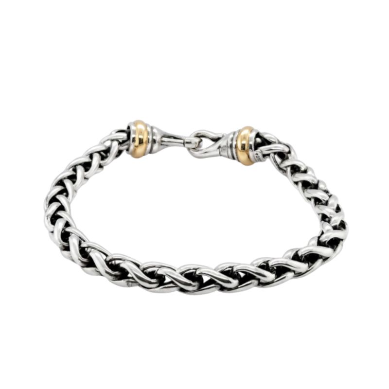 David Yurman 6.0mm Wheat Bracelet Sterling and 14kt Gold, 8~22 Long