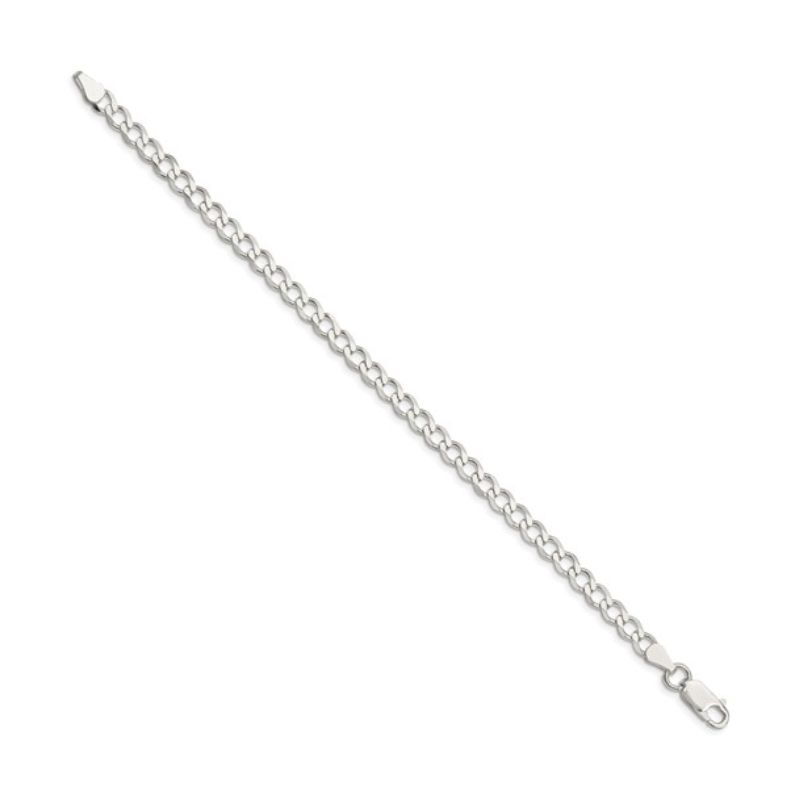 5.3mm Semi-Solid Flat Curb Chain, Sterling Silver