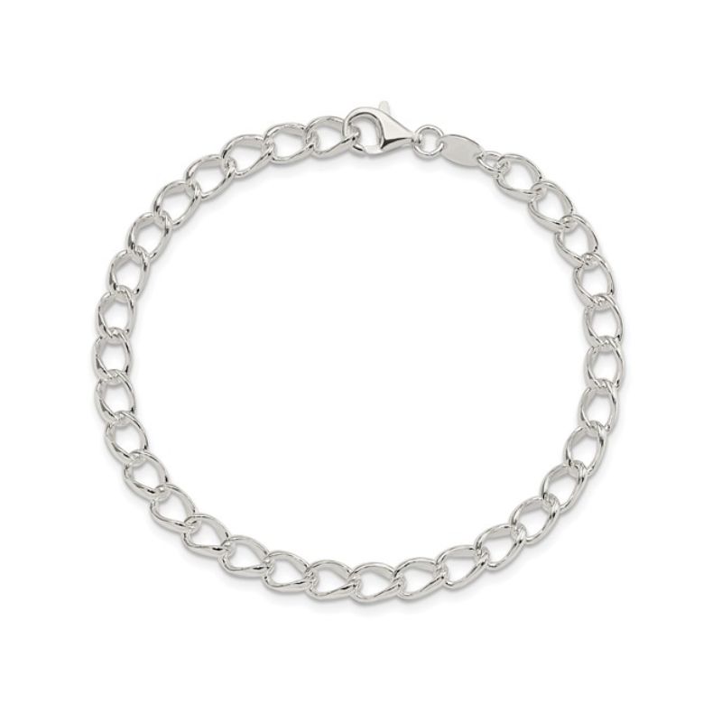 Open Loop Curb Bracelet, Sterling Silver
