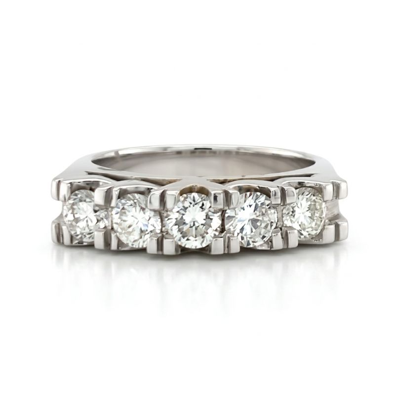 5-Round Prong Set Diamond Band, 14kt white gold